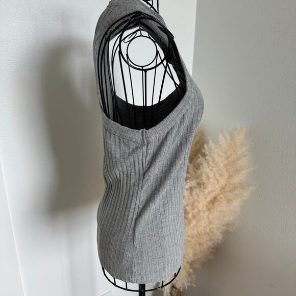 Free People Movement Blissed Out Gray Ribbed Racerback Tank Small - Picture 4 of 10